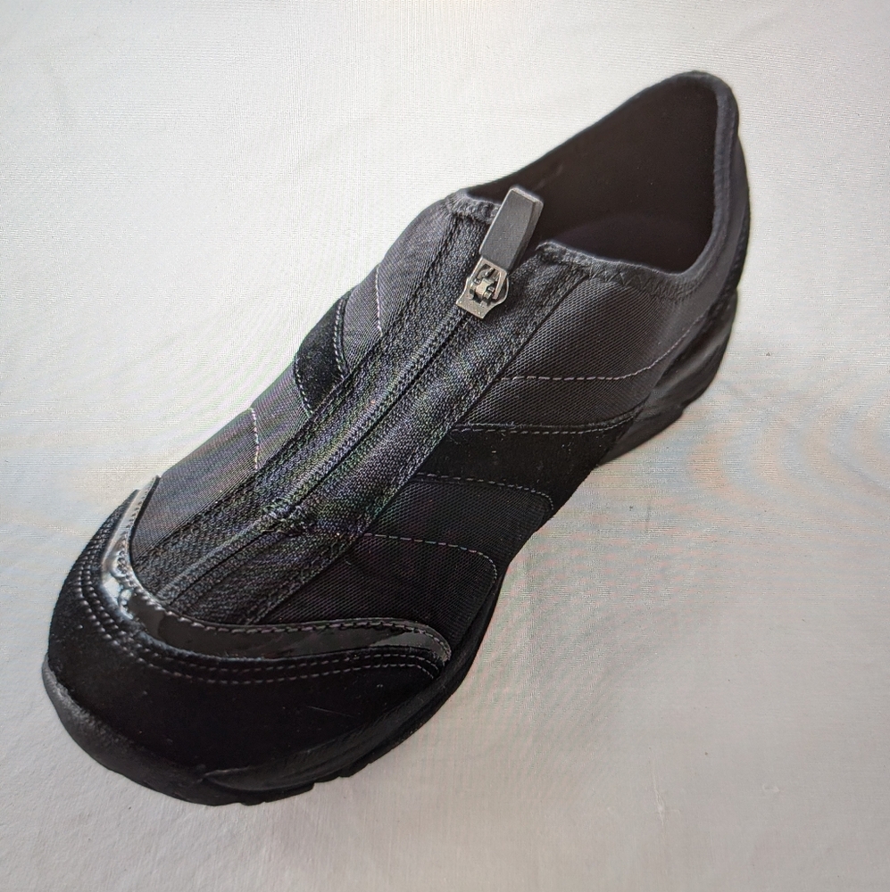 Explorer24 Easy Spirit Women's Walking Zip Suede Black Shoe
